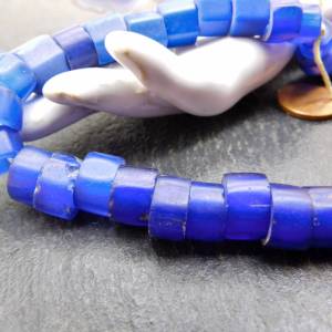 43 vintage böhmische Glasperlen - russisch Blau Perlen aus dem Afrikahandel - kobalt blau Bild 2