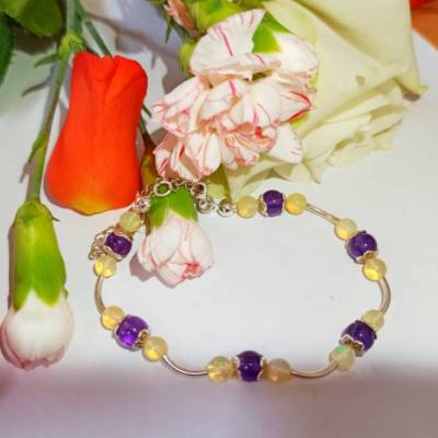Amethyst und Opal Armband