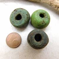 3 alte Hebron-Perlen, Kano Glasperlen, Grün, Grüntöne - große Hebronperlen Bild 3