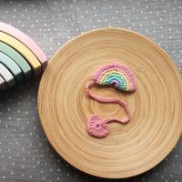 Weiches Nabelschnurbändchen, gehäkeltes Nabelschnurband mit Regenbogen in pastel Bild 2