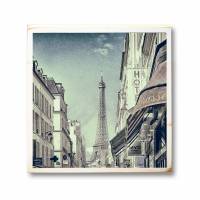 Paris , Eiffelturm, Brasserie, Foto auf Holz 22x22 cm, handmade Bild 2