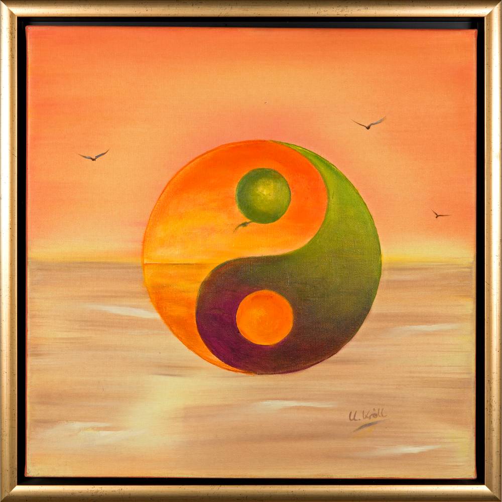 Yin & Yang - Original Ölmalerei, gerahmt Bild 1