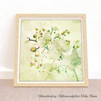 ORCHIDEENZWEIG Blumenbild auf Holz Leinwand Kunstdruck Wanddeko Landhausstil Vintage Style Shabby Chic online kaufen Bild 1