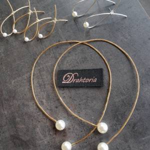 DRAHTORIA Halsspange Halskette Kette aus gehämmertem Aludraht in gold oder silber mit Perlen am Ende Bild 6