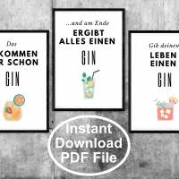 3 Poster für Gin-Liebhaber in Größe A4 als sofort Download, PDF Bild 1