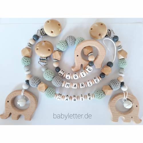 Kinderwagenkette einzeln oder als Set, verschiedene Farben, mit Namen