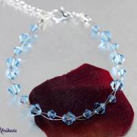 Brautschmuck: Armband mit hellblauen Kristallperlen - Etwas Blaues zur Hochzeit - aquafarbene glitzernde Armkette Bild 4