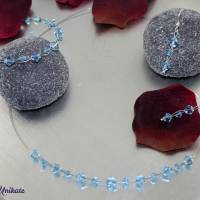 Brautschmuck: Armband mit hellblauen Kristallperlen - Etwas Blaues zur Hochzeit - aquafarbene glitzernde Armkette Bild 5