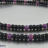 Brillenkette  / Maskenkette / Kette mit zauberhaften violetten Perlen und schwarzen böhmischen Rocailles Perlen Bild 1