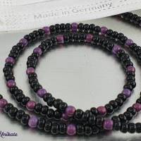 Brillenkette  / Maskenkette / Kette mit zauberhaften violetten Perlen und schwarzen böhmischen Rocailles Perlen Bild 6