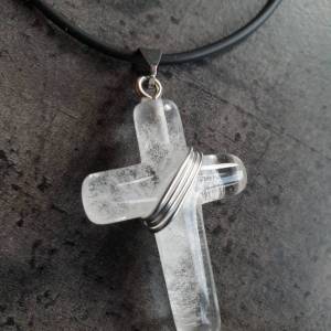 DRAHTORIA Kreuz aus Glas mit feinem Aludraht Glaskreuz Jesus Gott Leben Glaube Bild 2
