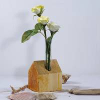 Vase aus Holz, Reagenzglas, DIY, Haus, Altholz, Tischdeko, Wohndeko, Blumenvase, Vase in Hausoptik Bild 10