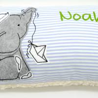 Taufkissen Kuschelkissen Kindergartenkissen Geburtsgeschenk Elefant Bild 4