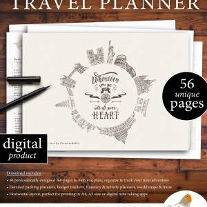 Reiseplaner zum Ausdrucken | Mit Weltkarte | Routenplaner | Budgetplaner | Packlisten | Reisetagebuch | Notizseiten uvm. Bild 1