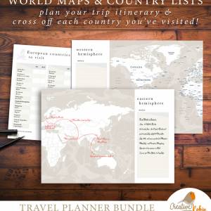 Reiseplaner zum Ausdrucken | Mit Weltkarte | Routenplaner | Budgetplaner | Packlisten | Reisetagebuch | Notizseiten uvm. Bild 2