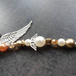 DRAHTORIA Set Schlüsselanhänger mit Schutzengel Engel und Flügel, Karte und Geschenk Säckchen Perlenengel Bild 3