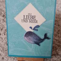 Geburtstagskarte " Mit Liebe und Meer " süßer kleiner Wal Bild 1