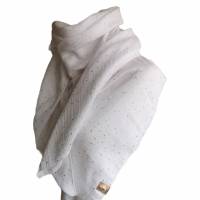XXL Musselintuch aus Bio Baumwollstoff in weiß mit Goldsprengel und Anker Patch 130 x 130cm Bild 5