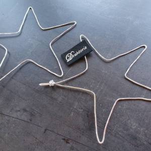 DRAHTORIA Set: 4 große Sterne aus Aludraht minimalistisch gold oder/und silber gehämmert Alu Aluminiumdraht Dekostern Bild 5