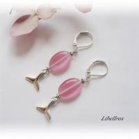 1 Paar Ohrhänger mit Flosse - Ohrringe,Wal,Geschenk,Muttertag,modern,maritim,rosa Bild 2