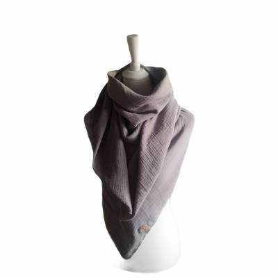 Musselintuch / Musselindecke aus Bio Baumwollstoff in Hellgrau mit Anker Patch 130 x 130cm