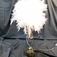 Unser Schneeball - Federlampe Flaschenlampe mit weißem Federlampenschirm Bild 1