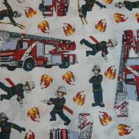 9,80 EUR/m Stoff Baumwolle - Feuerwehr, Feuerwehrmann, 112 / Kinderstoff auf weiß Bild 4