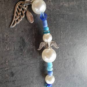 DRAHTORIA Set Schlüsselanhänger mit Schutzengel Engel und Flügel, Karte und Geschenk Säckchen Perlenengel Bild 3