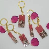 Schlüsselanhänger Schlüsselband Schlüsselkette Buchstaben Harz rosa gold Steinchen Bild 1