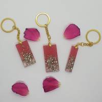 Schlüsselanhänger Schlüsselband Schlüsselkette Buchstaben Harz rosa gold Steinchen Bild 2