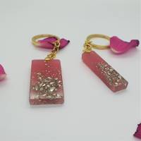 Schlüsselanhänger Schlüsselband Schlüsselkette Buchstaben Harz rosa gold Steinchen Bild 3