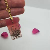Schlüsselanhänger Schlüsselband Schlüsselkette Buchstaben Harz rosa gold Steinchen Bild 4