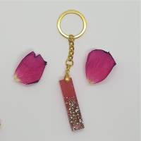 Schlüsselanhänger Schlüsselband Schlüsselkette Buchstaben Harz rosa gold Steinchen Bild 5