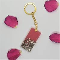 Schlüsselanhänger Schlüsselband Schlüsselkette Buchstaben Harz rosa gold Steinchen Bild 6