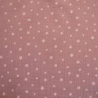 10,90 EUR/m Musselin - Double Gauze Sterne weiß auf rosa / altrosa Bild 2