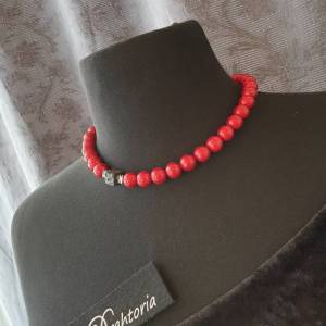 DRAHTORIA "HARLEKIN"  Kette Halskette mit toll leuchtenden Perlen und Lavastein sowie Edelstahl Elementen Farbe: Bild 4