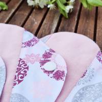 waschbare Stoffbinden Set aus Baumwolle - nachhaltige Monatshygiene - Zero Waste - weiß pink Mandala Bild 4