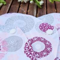 waschbare Stoffbinden Set aus Baumwolle - nachhaltige Monatshygiene - Zero Waste - weiß pink Mandala Bild 5