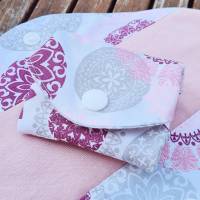 waschbare Stoffbinden Set aus Baumwolle - nachhaltige Monatshygiene - Zero Waste - weiß pink Mandala Bild 7