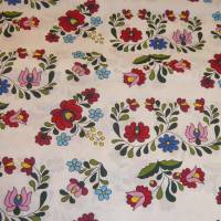 9,80 EUR/m Stoff Baumwolle - bunte Blumen, rot, rosa, blau auf weiß Bild 6