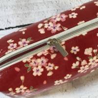 Stiftemäppchen Stifteetui Federmäppchen beschichtetes Leinen Japan Asiablüten Bild 3