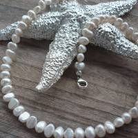 Wunderschöne echte Perlenkette mit Silberherz,Moderne Perlenkette,Süßwasser Perlenkette mit Echt Silber Herz,Perlenschmu Bild 10
