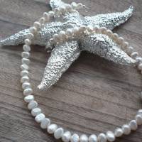 Wunderschöne echte Perlenkette mit Silberherz,Moderne Perlenkette,Süßwasser Perlenkette mit Echt Silber Herz,Perlenschmu Bild 4