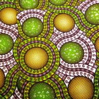 Wachsdruck-Stoff - 50cm/Einheit - Kugeln grün gelb - Wachsbatik Baumwollstoff - afrikanischer Stoff Bild 2
