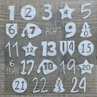 Zahlen-Mix von 1-24 (Stern, Nikolaus, Kreis, etc.) zum Aufbügeln - Adventskalender aus Stoff basteln Bild 1