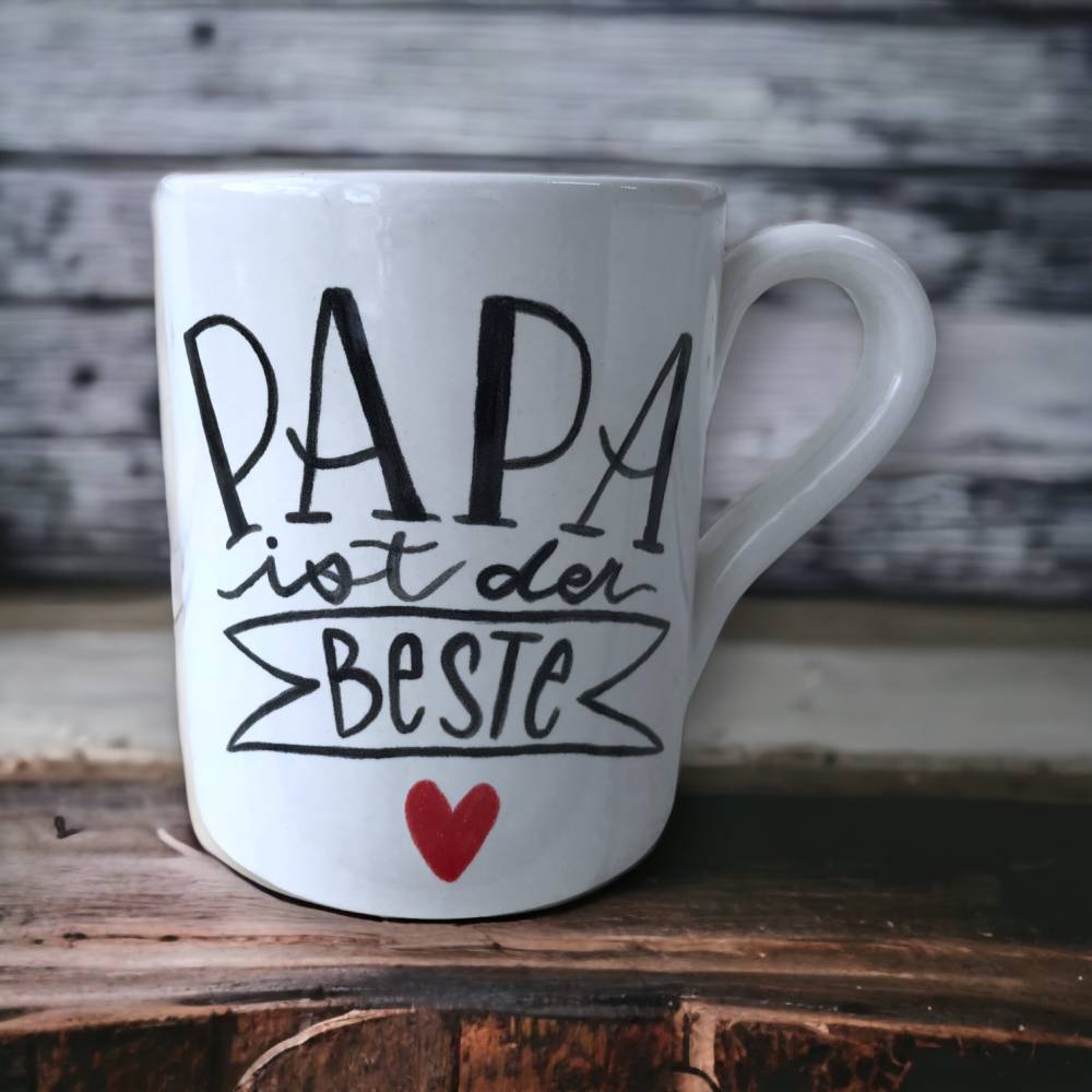 Tasse, Papa ist der beste, Kaffee, 350ml, Keramik handbemalt Bild 1