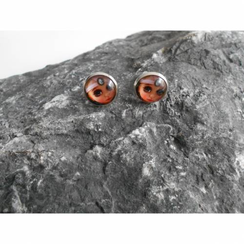 Puppe Manga   Cabochon Ohrstecker 12 mm  silber