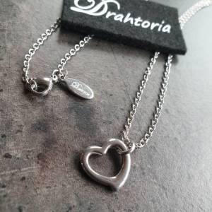 DRAHTORIA Kette mit Herz  Edelstahl Halskette 50 cm Herzchen Freundschaft Liebe Love Bild 5