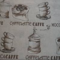 10,70 EUR/m Dekostoff Mocca Latte Espresso Kaffee - Cafe auf natur / hellbeige Bild 3