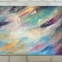 GALAXY DUST  -  abstraktes Acrylbild mit Metallikfarben und Glitter 70cmx50cm auf Leinwand Bild 1